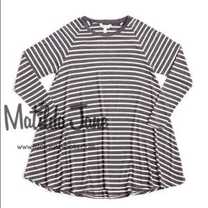 Matilda Jane Kettle Tee pink and gray stripe